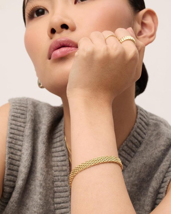 14K Gold Plated Chunky Chain Adjustable Bracelet for Women | Stainless Steel Lightweight Trendy Chain Bracelet